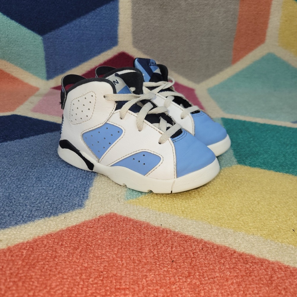 Jordan 6 Retro UNC Home Toddler Sneakers White University Blue‎ Size 8C